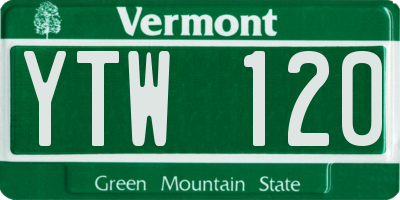 VT license plate YTW120