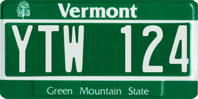 VT license plate YTW124