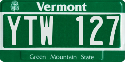 VT license plate YTW127