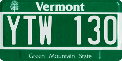 VT license plate YTW130