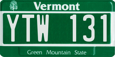 VT license plate YTW131
