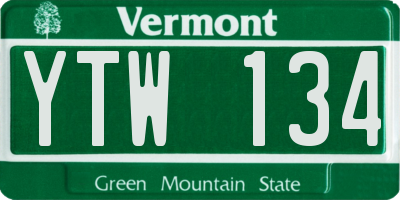 VT license plate YTW134