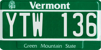 VT license plate YTW136