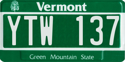VT license plate YTW137