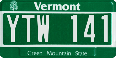 VT license plate YTW141