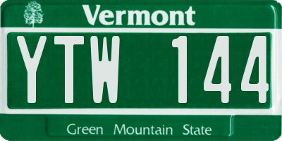VT license plate YTW144
