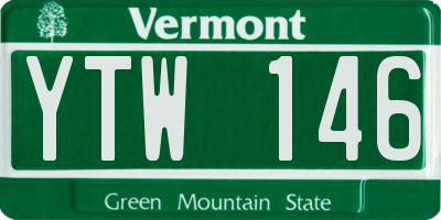 VT license plate YTW146