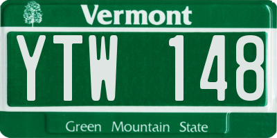 VT license plate YTW148