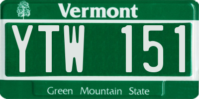 VT license plate YTW151