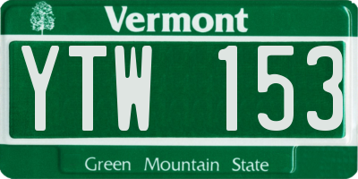 VT license plate YTW153