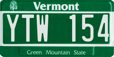 VT license plate YTW154
