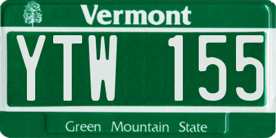 VT license plate YTW155
