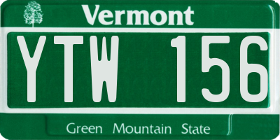 VT license plate YTW156