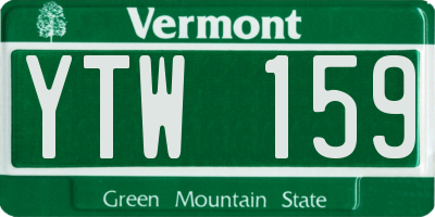 VT license plate YTW159