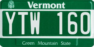 VT license plate YTW160