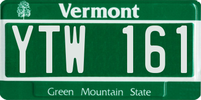 VT license plate YTW161