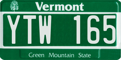 VT license plate YTW165