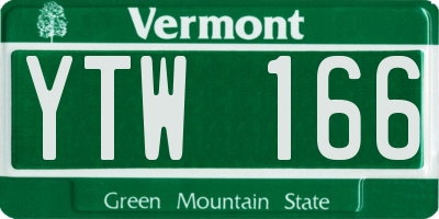 VT license plate YTW166