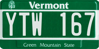 VT license plate YTW167