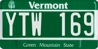 VT license plate YTW169