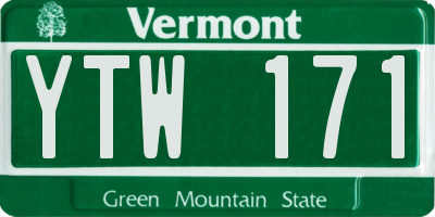 VT license plate YTW171