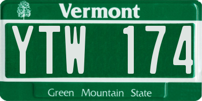 VT license plate YTW174