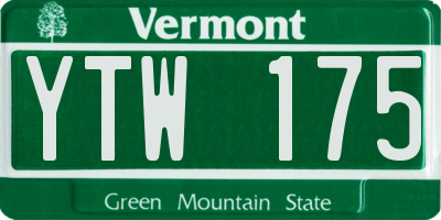 VT license plate YTW175