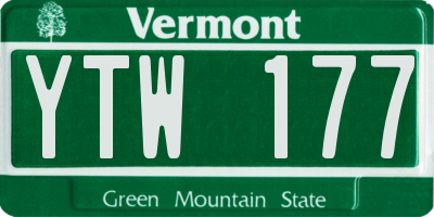 VT license plate YTW177