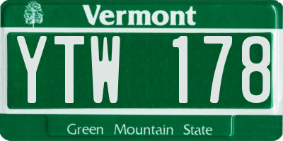 VT license plate YTW178