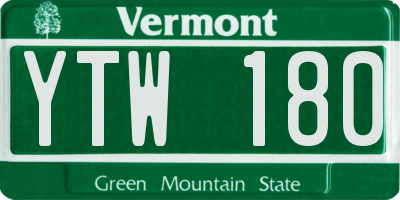 VT license plate YTW180