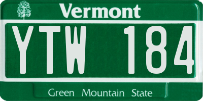 VT license plate YTW184