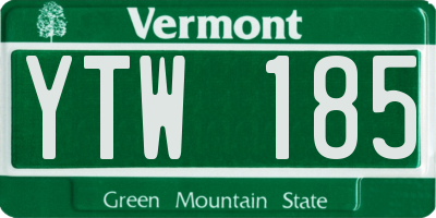 VT license plate YTW185