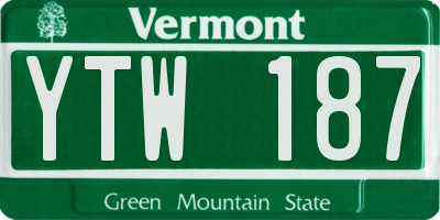 VT license plate YTW187