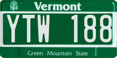 VT license plate YTW188