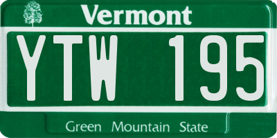 VT license plate YTW195