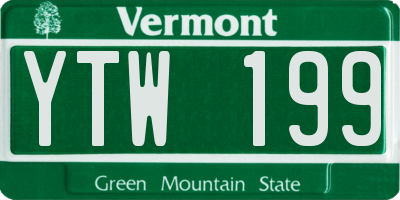 VT license plate YTW199