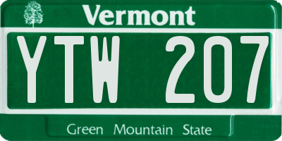 VT license plate YTW207