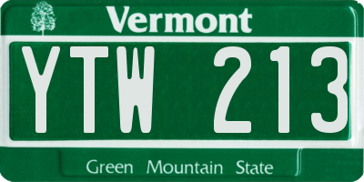 VT license plate YTW213