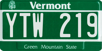 VT license plate YTW219