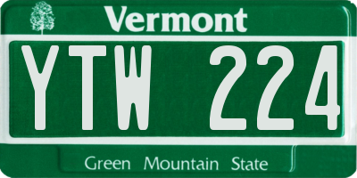 VT license plate YTW224