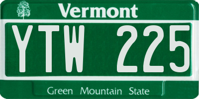 VT license plate YTW225