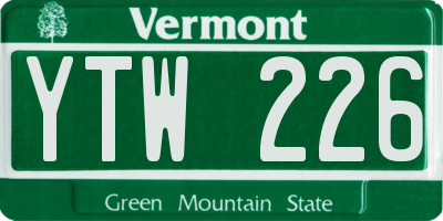 VT license plate YTW226