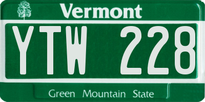 VT license plate YTW228