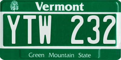 VT license plate YTW232