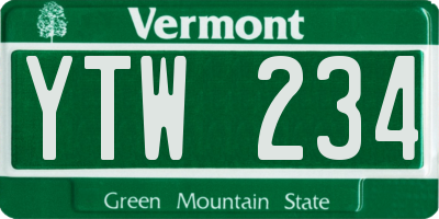 VT license plate YTW234