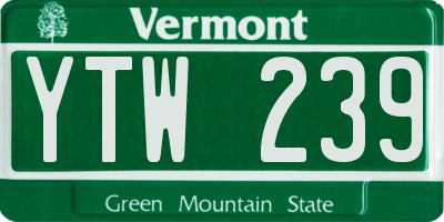 VT license plate YTW239