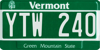 VT license plate YTW240
