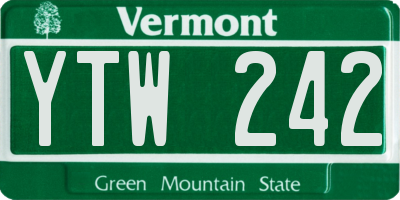 VT license plate YTW242