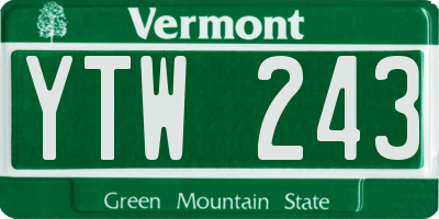 VT license plate YTW243