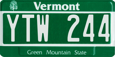 VT license plate YTW244